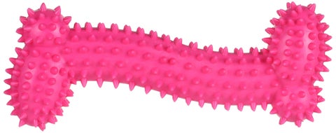 Premium Spike-Textured Dog Bone Toy (Vibrant Pink) - Heavy-Duty Durable Rubber Chew Toy - Flexible Dental Cleaning & Oral Massage Bone for Puppies & Adult Dogs (Sleek Ergonomic Pet Care Profile) - Manual Canine Entertainment Convenience & Pet Facility Asset Management Template