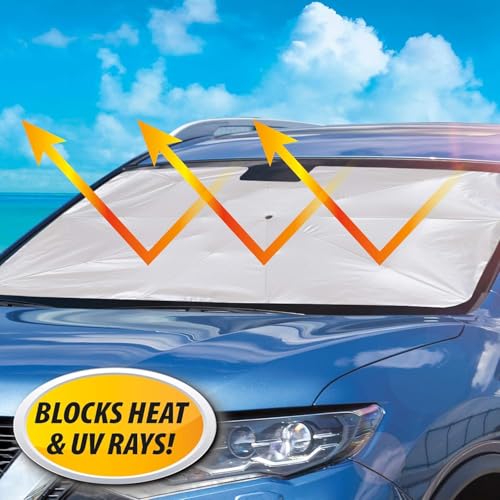 EYUVAA LABEL Polyester Car Windshield Sun Shade Umbrella Protector For Front Window, Foldable Sun UV & Heat Protector Suitable For Windshields Of All Suvs, Sedan & Hatchback (Standard, 31"X57") - Image 5