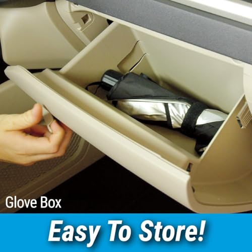 EYUVAA LABEL Polyester Car Windshield Sun Shade Umbrella Protector For Front Window, Foldable Sun UV & Heat Protector Suitable For Windshields Of All Suvs, Sedan & Hatchback (Standard, 31"X57") - Image 3
