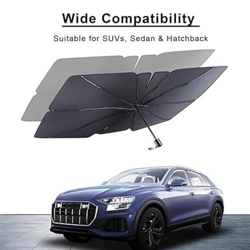 EYUVAA LABEL Polyester Car Windshield Sun Shade Umbrella Protector For Front Window, Foldable Sun UV & Heat Protector Suitable For Windshields Of All Suvs, Sedan & Hatchback (Standard, 31"X57") - Image 4