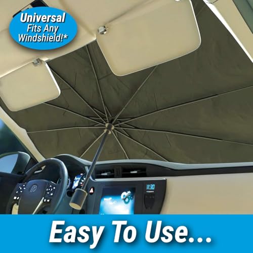 EYUVAA LABEL Polyester Car Windshield Sun Shade Umbrella Protector For Front Window, Foldable Sun UV & Heat Protector Suitable For Windshields Of All Suvs, Sedan & Hatchback (Standard, 31"X57") - Image 2