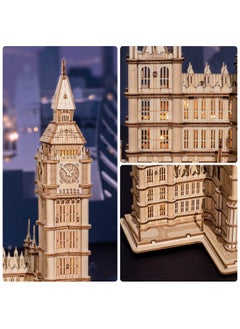 Robotime 3D Puzzle For Adults Wooden Craft Kits For Teens Diy Construction Model Kit With Led Light To Build Educational Big Ben Set Toys Birthday Gifts  - Image 4