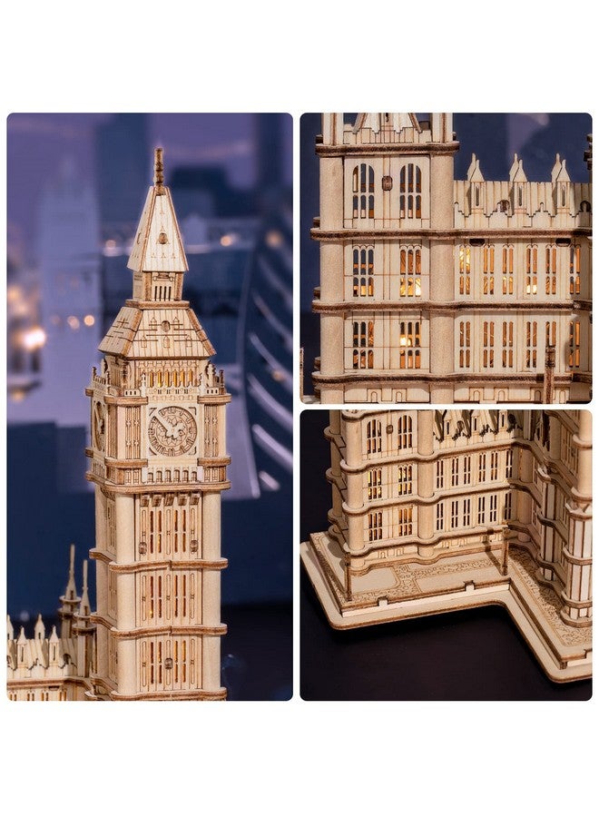 Robotime 3D Puzzle For Adults Wooden Craft Kits For Teens Diy Construction Model Kit With Led Light To Build Educational Big Ben Set Toys Birthday Gifts - Image 4