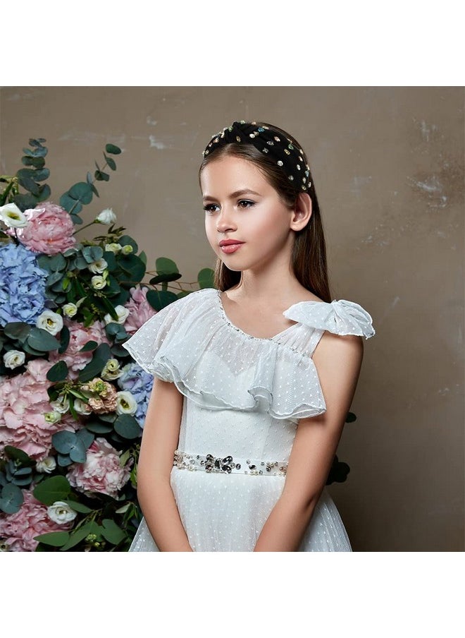 metulip Knotted Headbands For Women Sparkly Crystal Headbands Black Fabric Rhinestone Headband Jeweled Headbands For Women  - Image 3