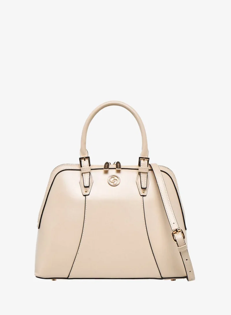 Celeste Solid Tote Bag with Detachable Strap and Zip Closure