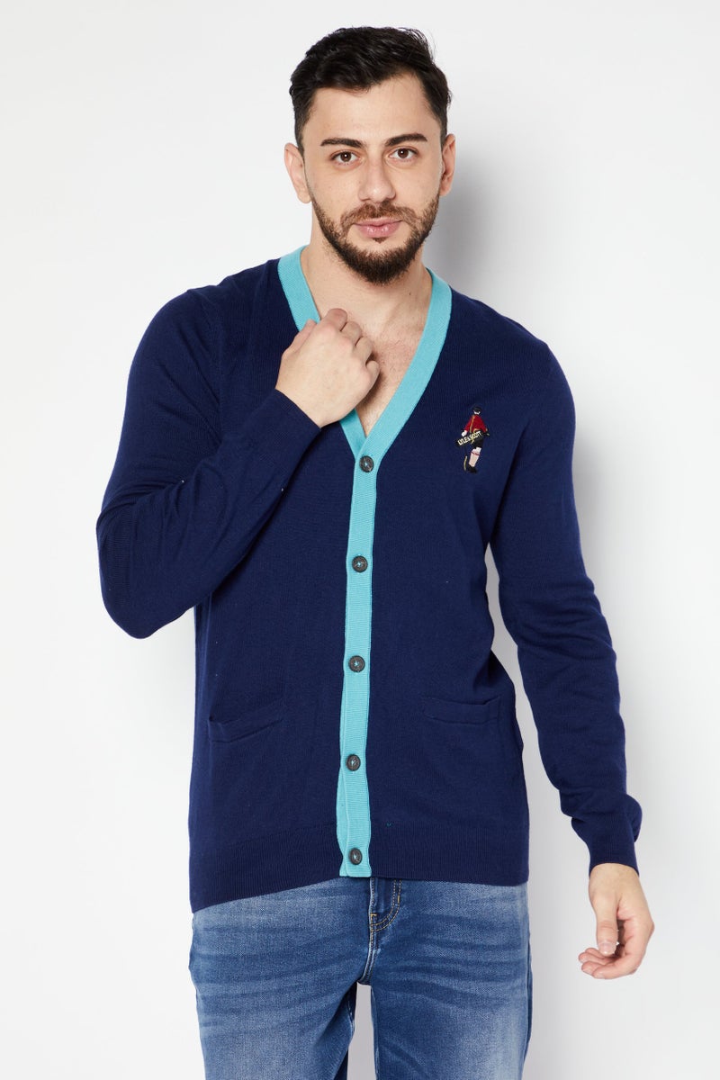 Lyle & Scott Men Button Down Long Sleeve Cardigan, Blue  - Image 1