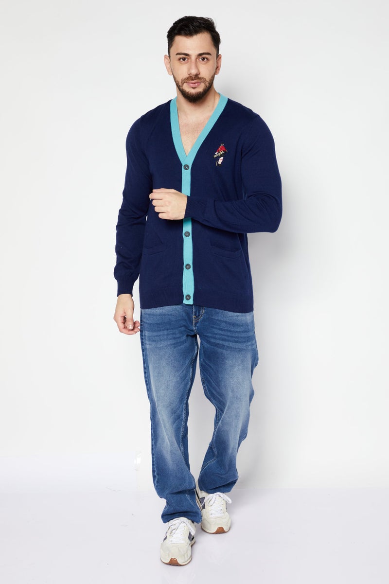 Lyle & Scott Men Button Down Long Sleeve Cardigan, Blue  - Image 2