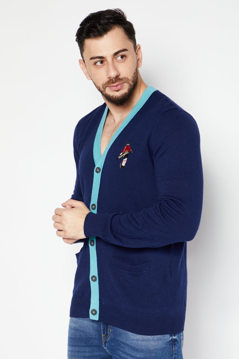 Lyle & Scott Men Button Down Long Sleeve Cardigan, Blue  - Image 4