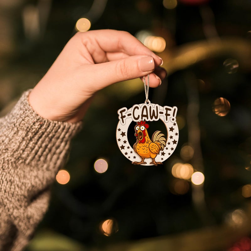 BOYESE Funny Christmas Ornaments for Adults, F-Caw-F Chicken Ornaments, Funny White Elephant Gag Gifts, Unique for Adults, Women, Chicken Lovers, Xmas Stocking Stuffer, Hanging Decorations - Image 5