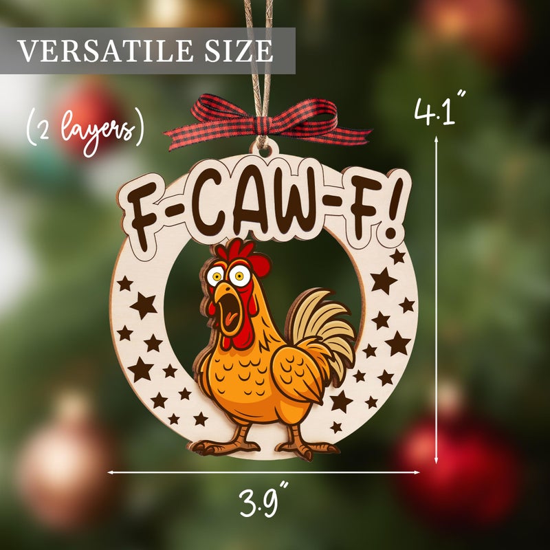 BOYESE Funny Christmas Ornaments for Adults, F-Caw-F Chicken Ornaments, Funny White Elephant Gag Gifts, Unique for Adults, Women, Chicken Lovers, Xmas Stocking Stuffer, Hanging Decorations - Image 2