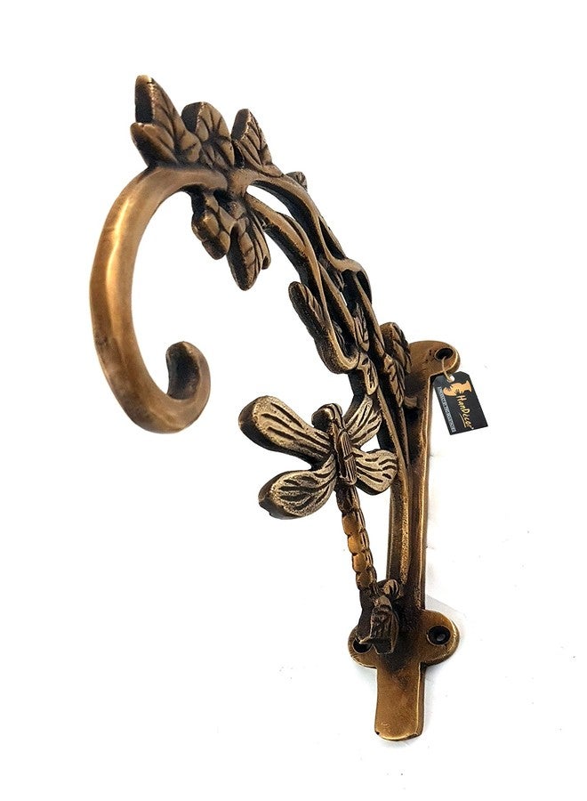 Two Moustaches Brass Dragon Fly Style Handmade Brass Wall Lantern Diya Hanger - Royal Brown, Planter Hangers, Lanterns Wind Chimes Hanging Baskets Ornaments, Brass Diya Hanger - Image 2