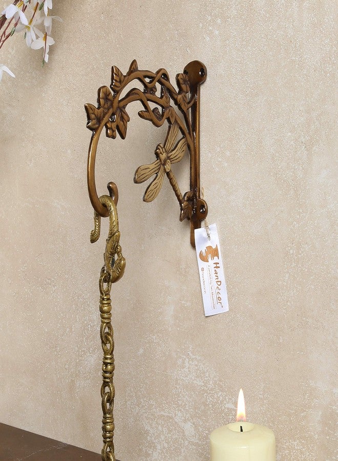 Two Moustaches Brass Dragon Fly Style Handmade Brass Wall Lantern Diya Hanger - Royal Brown, Planter Hangers, Lanterns Wind Chimes Hanging Baskets Ornaments, Brass Diya Hanger - Image 5
