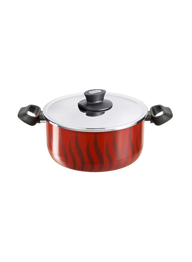 Tefal Non-Stick G6 Tempo Flame Sautepan With Lid Red with flame design 26cm - Image 1