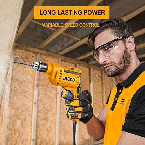 INGCO Electric Drill, 500W and 3300RPM Power Drill, Corded, 1.0-10 Millimeters Chuck Capacity, Variable Speed, Forward/Reverse Switch, Yellow - Image 3
