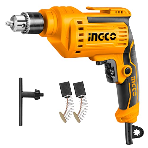 INGCO Electric Drill, 500W and 3300RPM Power Drill, Corded, 1.0-10 Millimeters Chuck Capacity, Variable Speed, Forward/Reverse Switch, Yellow - Image 1