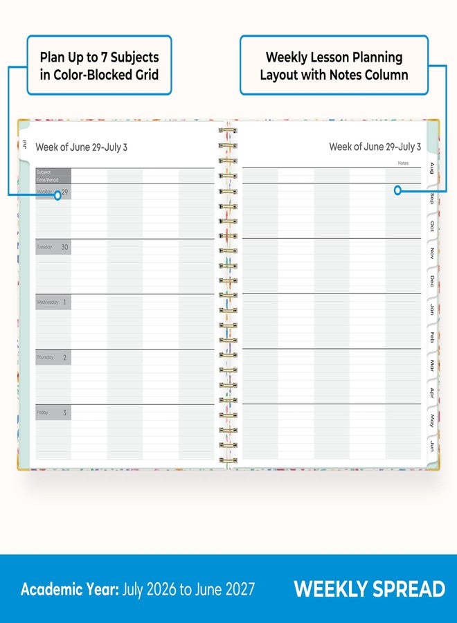 Blue Sky 2026-2027 Weekly and Monthly Academic Year Teacher Lesson Planner Calendar With Clipboard, July 2026 - June 2027, 8.5" x 11", Hard Cover, Wirebound, Laminated Tabs, Miah - Image 3