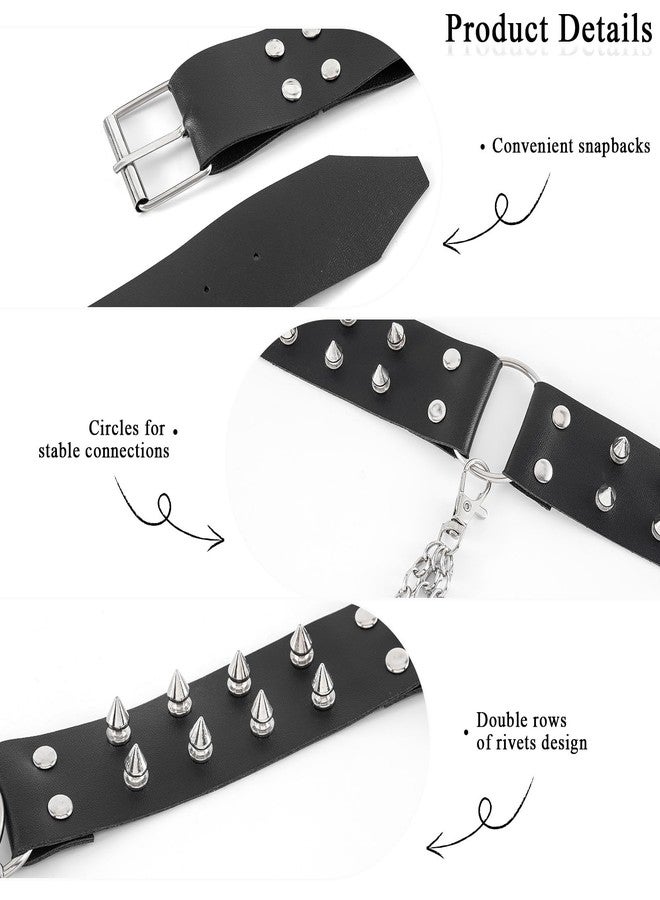 ELABEST Studded Belt Punk Belt Pyramid Waist Belt Gothic Leather Belt Accessories for Women - Image 5