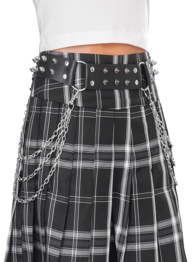ELABEST Studded Belt Punk Belt Pyramid Waist Belt Gothic Leather Belt Accessories for Women - Image 3
