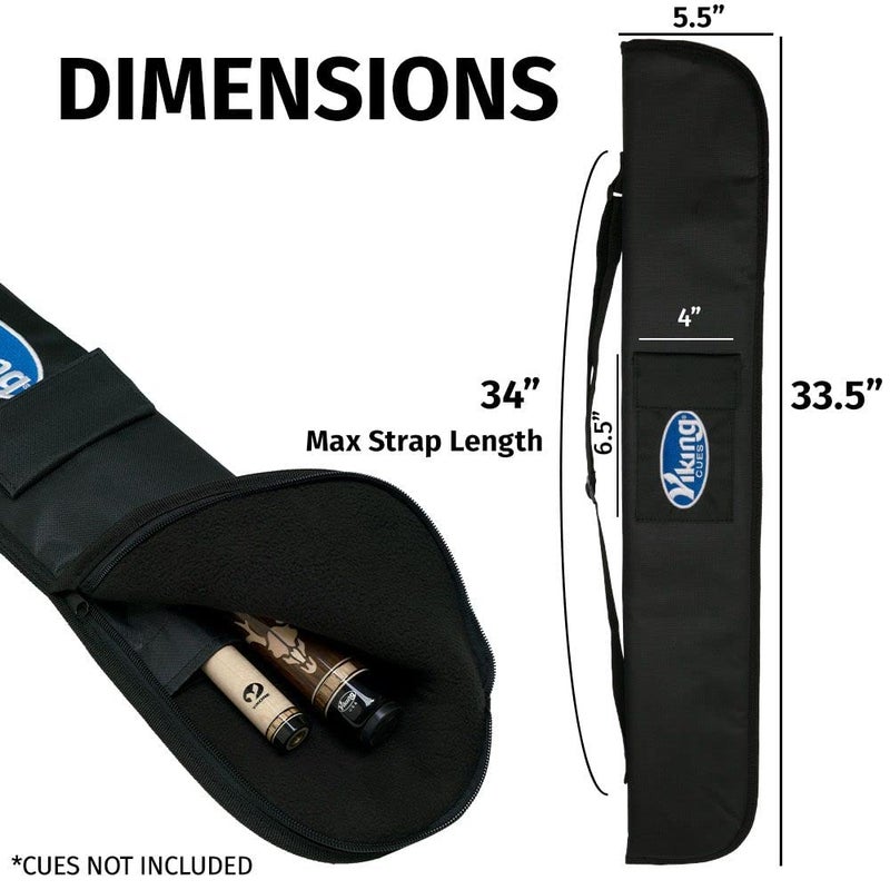 Viking Pool Cue Case 1x1, Black Soft Pool Stick Case for 1 Stick with Shoulder Strap and Pocket, Pool Cue Bag, Billiard Cue Case, Cue Stick Case, Pool Queue Case - Image 2