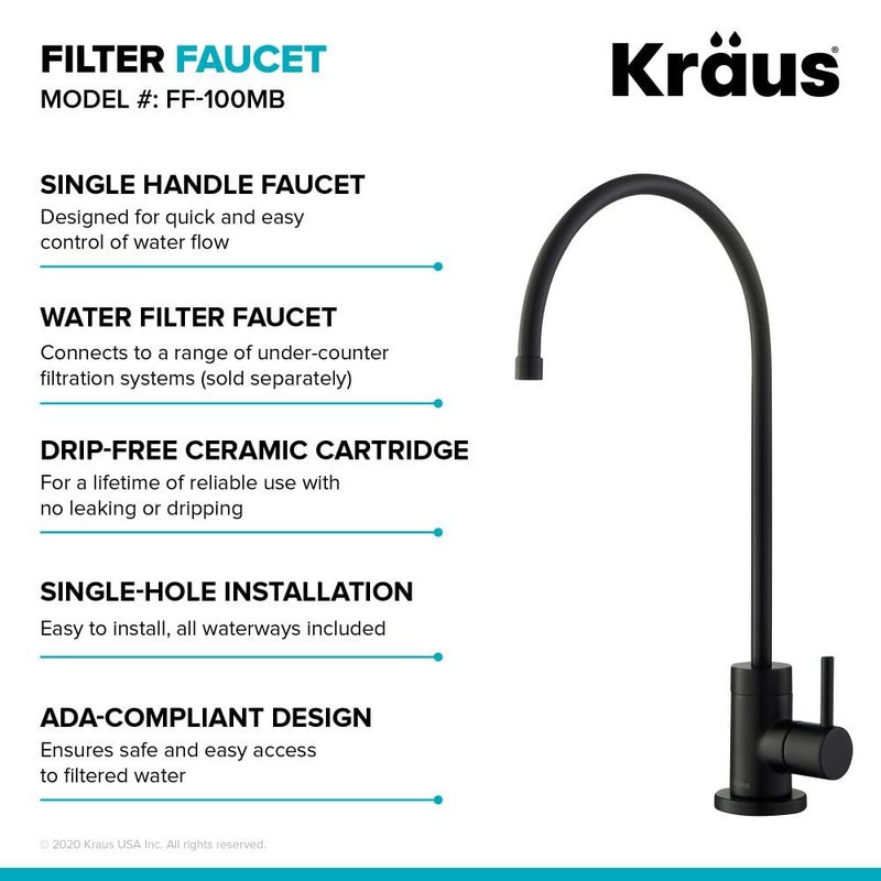 KRAUS Purita 100% Lead-Free Kitchen Water Filter Faucet in Matte Black, FF-100MB - Image 5