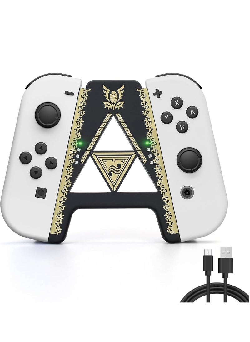 SYOSI Speed Charging Grip for Switch Switch OLED Portable Gaming Comfort Grip Handle Joystick Remote Controllers V-Shaped Anti-Slip Handle Accessories Black Kingdom Gold Trim  - Image 1