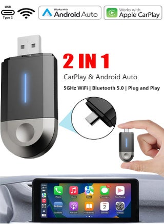 محول لاسلكي 2 في 1 ميني كاربلاي صغير مدمج بسلاسة أندرويد أوتو دونجل USB من نوع C من أبل في السيارة العالمية - pzsku/ZD475FE081D04C8F9AEC5Z/45/1746695873/10097454-51e7-4e10-92eb-244f2f13e1fd