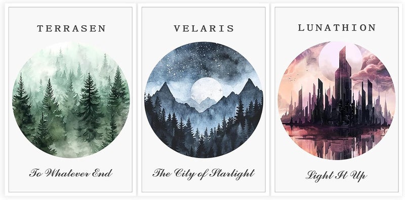 DFAIUY 3 Piece Sarah J Maas Books Poster Art Print - Image 1