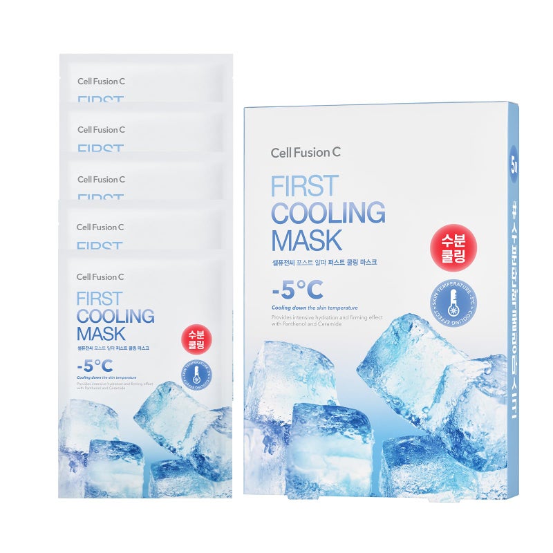 Cell Fusion C Post Alpha First Cooling Mask 5ea with Glacial Water & Panthenol, Hydrating and Plumping Korean Sheet Mask for Sensitive, Dry Skin - Image 1
