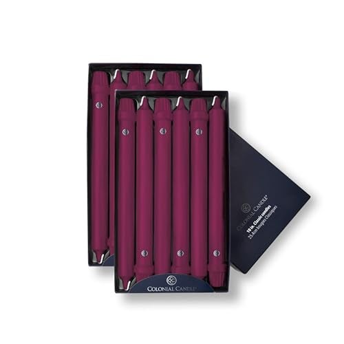 Colonial Candle Unscented Taper Candle, Classic Collection, Mulberry, 10 In, Pack of 12 - Up to 8 Hours Burn - Image 1