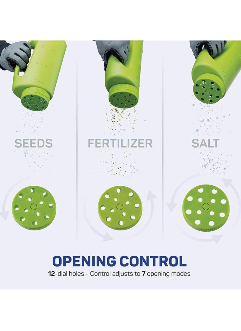 Excefore - 2L Hand Held Spreader,Salt Spreader Plastic Garden Container With Scoop,Adjustable Opening Sizes,Seed Spreader Bottle for Seed, Fertiliser, Salt to Deice or Any Size Granule Complete - Image 1