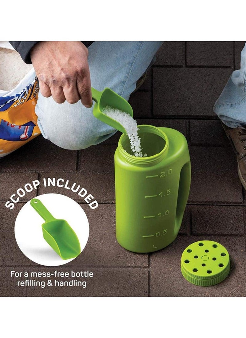 Excefore - 2L Hand Held Spreader,Salt Spreader Plastic Garden Container With Scoop,Adjustable Opening Sizes,Seed Spreader Bottle for Seed, Fertiliser, Salt to Deice or Any Size Granule Complete - Image 1