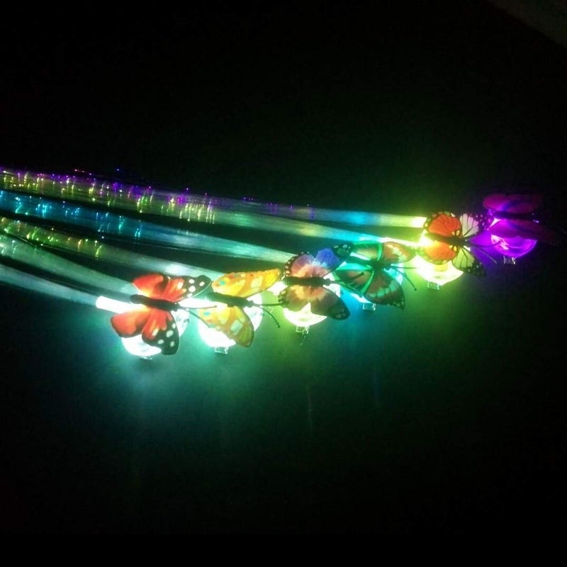 HONGFU 12pcs Butterfly Hair Clips for Kids' Party, Led Light Fiber Optic Hair Braid Barrettes in Assorted Colors - Image 3