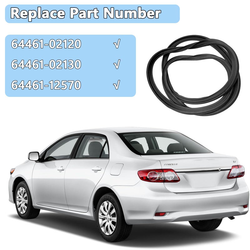 YonFamDall Rear Trunk Lid Weatherstrip Rubber Gasket Seal Fit for Toyota Corolla 2009 2010 2011 2012 2013, Roof Weatherstripping Seal Replace 64461-02120 6446102120 64461-02130 6446102130 64461-12570 6446112570 - Image 4