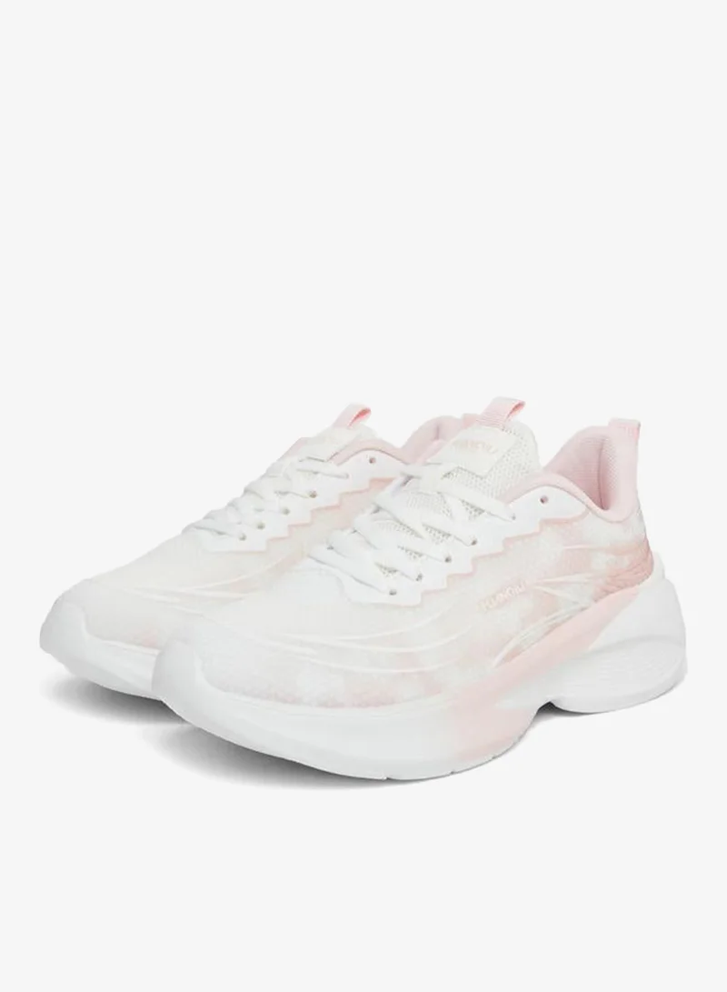 Styli Women Pink Lace Up Running Sneakers