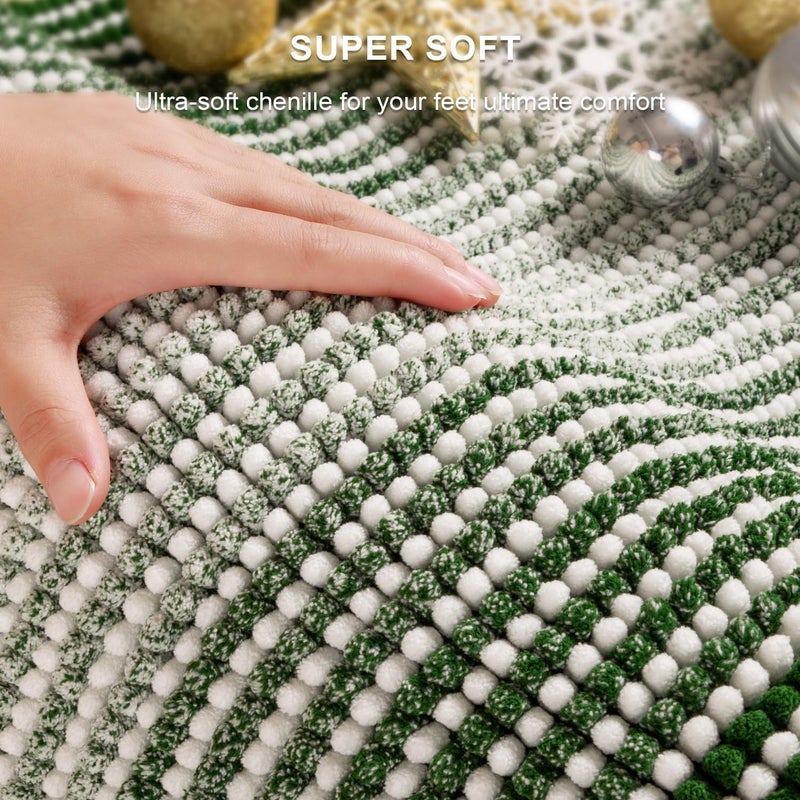 BSICPRO Bathroom Rugs and Mats Sets, 2 Piece Thick Absorbent Chenille Bath Mat Rug Set Non Slip, Soft Shaggy Bath Room Floor Mats for Bathroom, Machine Washable (Hunter Green, 20" x 47" Plus 16" x 24") - Image 2