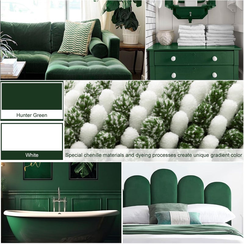 BSICPRO Bathroom Rugs and Mats Sets, 2 Piece Thick Absorbent Chenille Bath Mat Rug Set Non Slip, Soft Shaggy Bath Room Floor Mats for Bathroom, Machine Washable (Hunter Green, 20" x 47" Plus 16" x 24") - Image 3