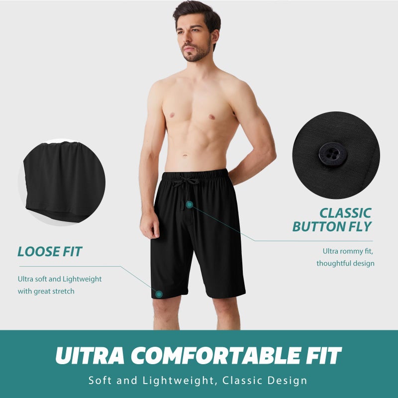 BAMBOO COOL Menâ€™s Pajama Shorts Soft Sleep Shorts Comfy Lounge Pajama Bottoms with Pockets (2 Pack) - Image 2