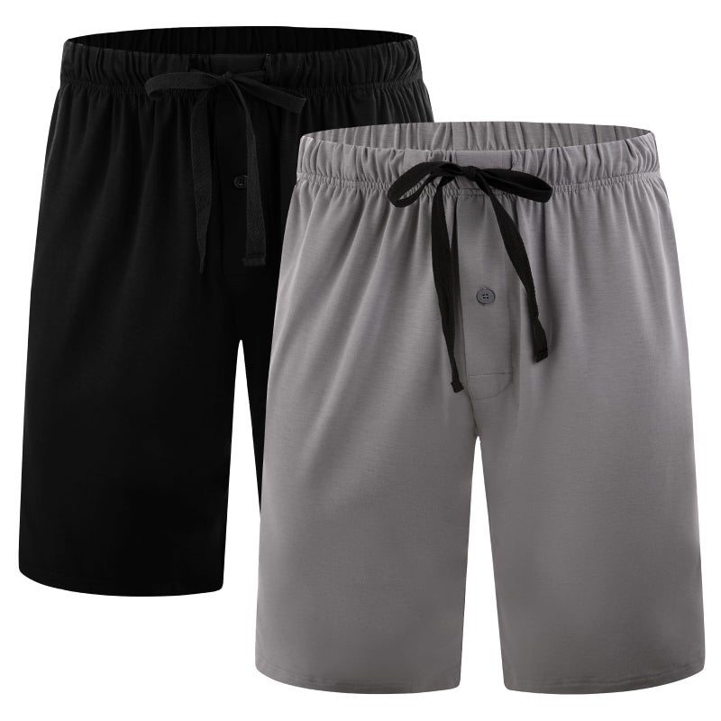 BAMBOO COOL Menâ€™s Pajama Shorts Soft Sleep Shorts Comfy Lounge Pajama Bottoms with Pockets (2 Pack) - Image 1