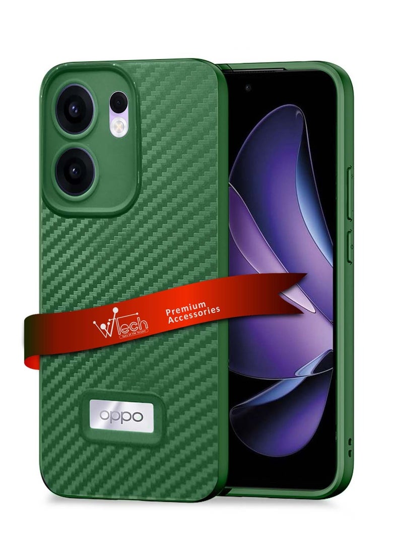 دبليو تيك Oppo Reno13 F 4G / 5G 2025 غطاء هيكل نسيج من ألياف الكربون السيليكون السائل - أخضر غامق - Image 1