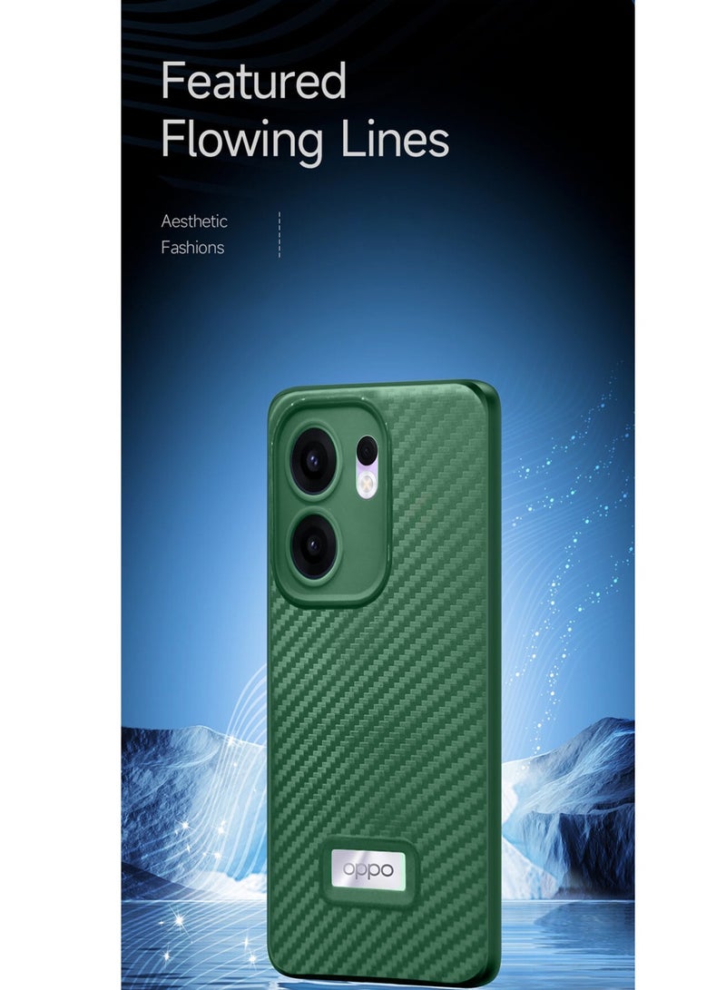 دبليو تيك Oppo Reno13 F 4G / 5G 2025 غطاء هيكل نسيج من ألياف الكربون السيليكون السائل - أخضر غامق - Image 3