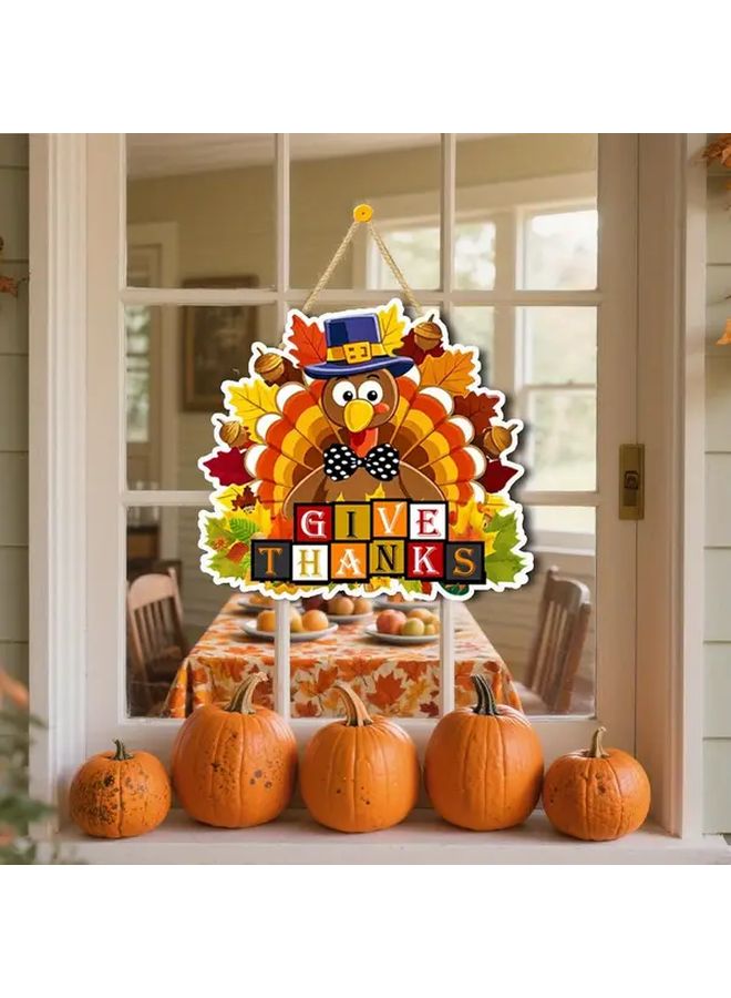 Large Wooden Printed Decorative Sign With Turkey And Letter Bohemian Style Wall Hanging For Thanksgiving Christmas Holiday Decoration - Image 4