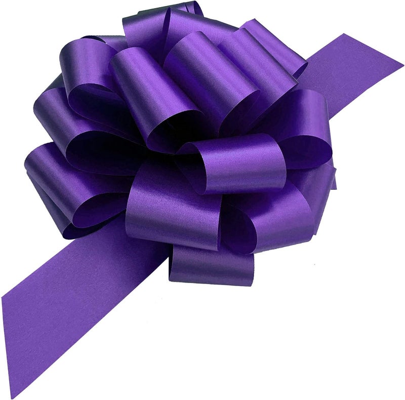 GiftWrap Etc. Large Purple Ribbon Pull Bows - 9" Wide, Set of 6, Christmas, Valentine's Day, Mardi Gras, Big Bows for Gifts, Gift Basket, Cancer Awareness, Easter, Spring, Halloween - Image 1