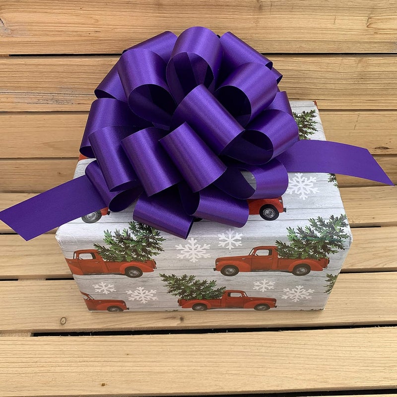 GiftWrap Etc. Large Purple Ribbon Pull Bows - 9" Wide, Set of 6, Christmas, Valentine's Day, Mardi Gras, Big Bows for Gifts, Gift Basket, Cancer Awareness, Easter, Spring, Halloween - Image 4