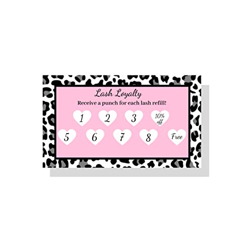 Lashicorn Lash Extension Loyalty Punch Cards Discount 10 percent off and No Charge Refill | Package of 50 | False Lash, Pink Size 3.5 x 2" inches Loyalty Cards - Image 1