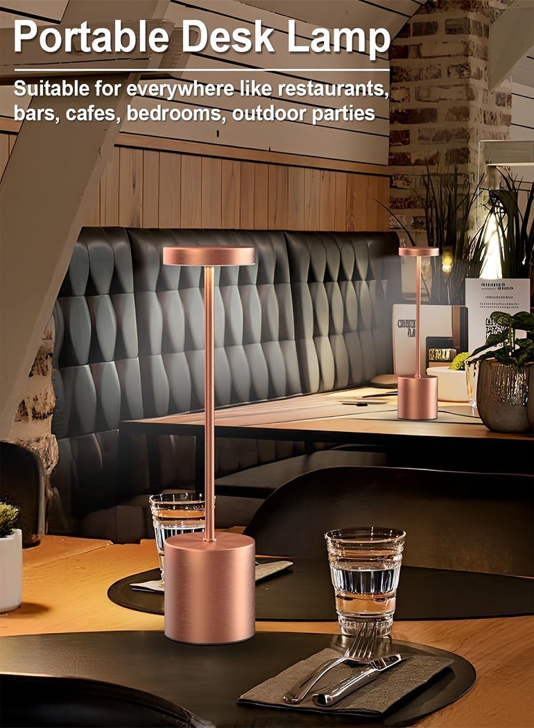 كيبانج مصابيح طاولة لاسلكية قابلة لإعادة الشحن ، مصباح مكتبي LED محمول ، مصباح طاولة لاسلكي يعمل بالبطارية بسعة 5000 مللي أمبير في الساعة - إضاءة قابلة للتعتيم بألوان 3 ألوان لتناول الطعام في المطعم في فناء غرفة نوم خارجية (ذهبي وردي) - Image 4