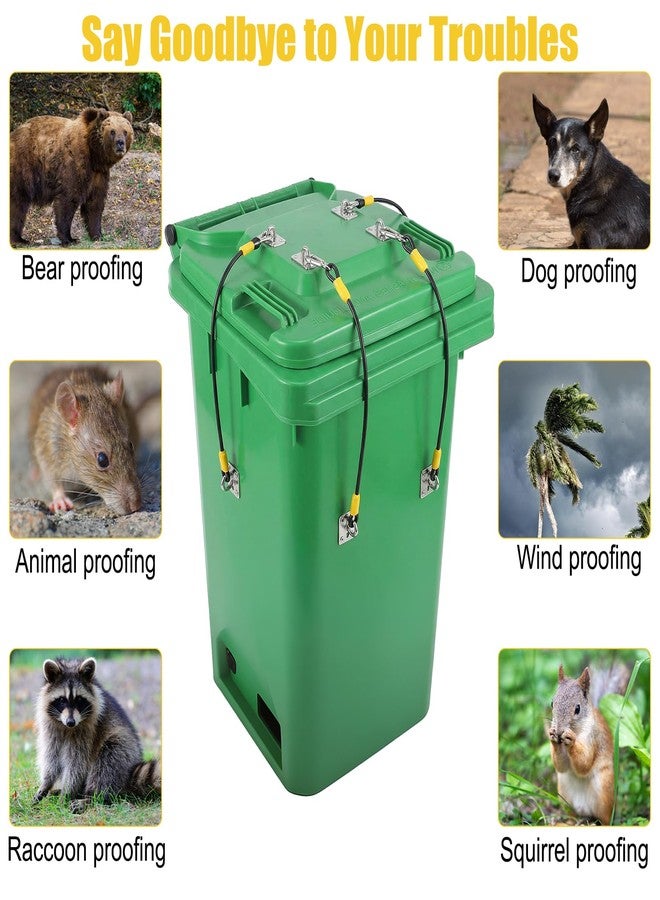 PercyEffie 4 Pcs Trash Can Lid Lock for Animals, Bear Raccoon Squirrel Dog Proof Trash Can Lock, Universal Trash Bin Locks with Wire Ropes Stainless Steel Hasps for for Outdoor Garbage Cans(Yellow) - Image 3