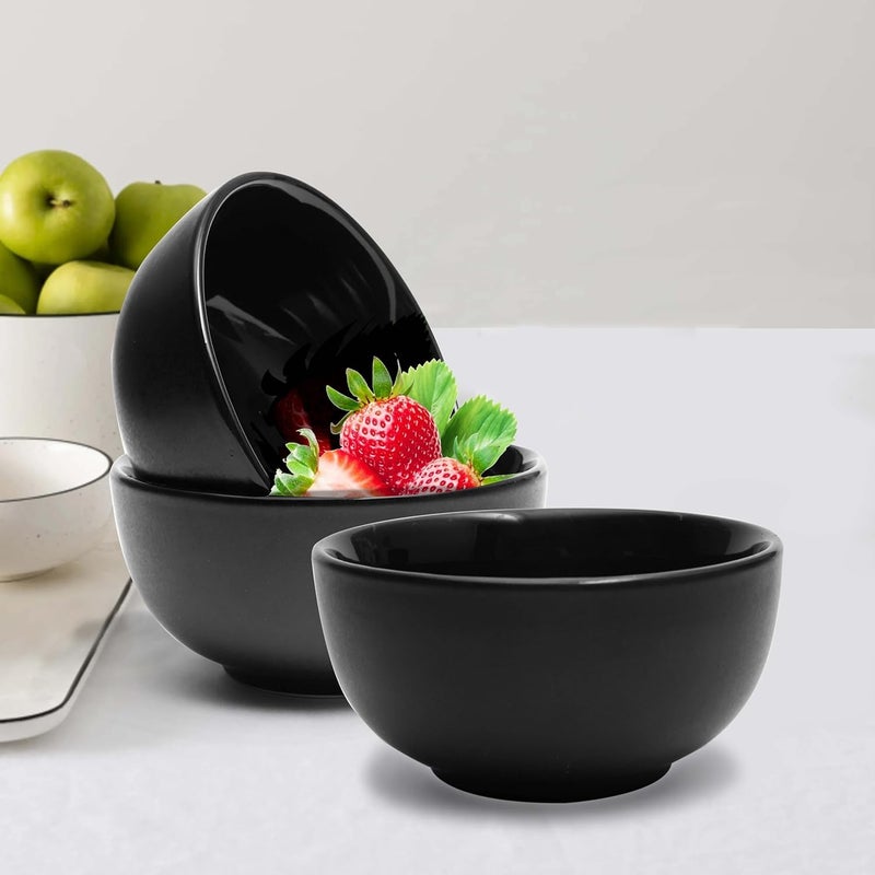 Pure Source India Ceramic Vegetable Bowl, 200ml, 2 Pieces, Black - Image 4