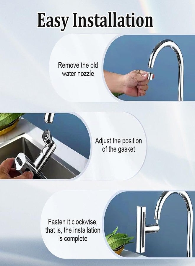 Styxon Sink Waterfall Faucet Sprayer Attachment 360 Rotatable Waterfall Kitchen Tap Head Replacement,Anti-Splash Faucet Nozzle Head With Hose And Universal Connector, 5.5 X 3.4 X 2 Inch, Silver - Image 5