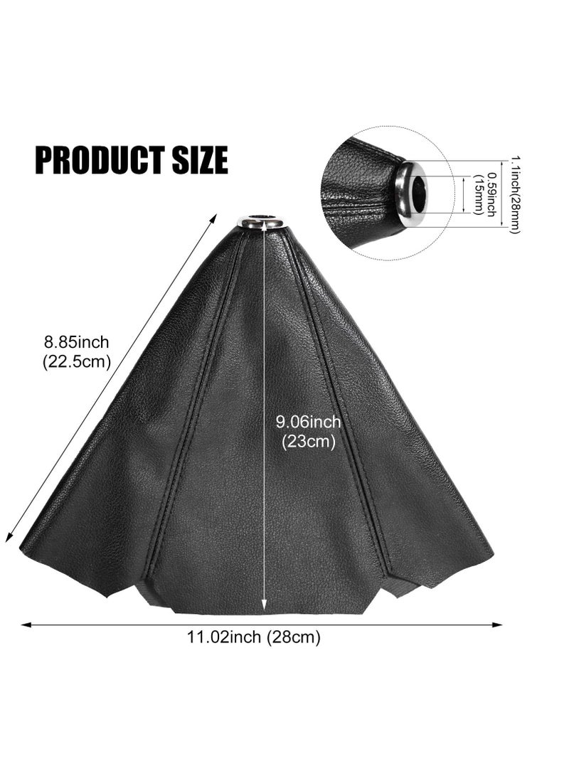Universal Car Shift Knob dust Cover Black PU Leather Manual/Auto Shifter Shift Boots Cover (Black) - Image 4