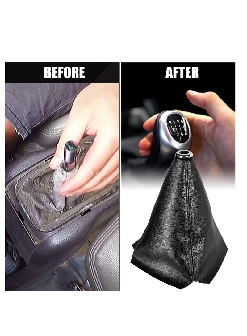 Universal Car Shift Knob dust Cover Black PU Leather Manual/Auto Shifter Shift Boots Cover (Black) - Image 3